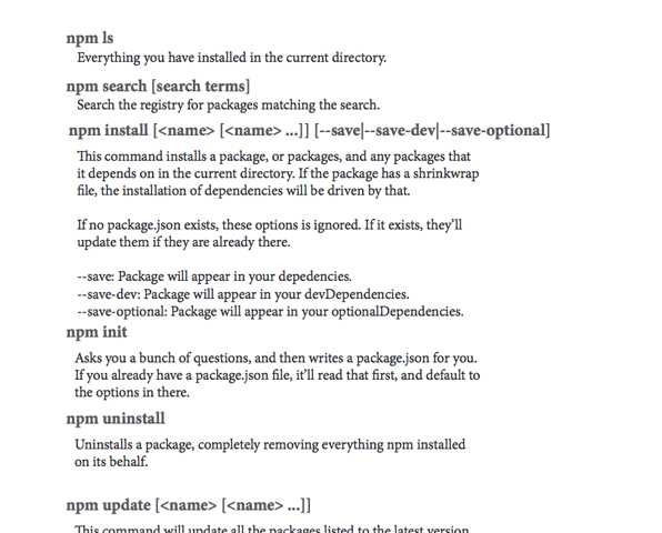 npm Cheat Sheet (and Bower and Grunt)